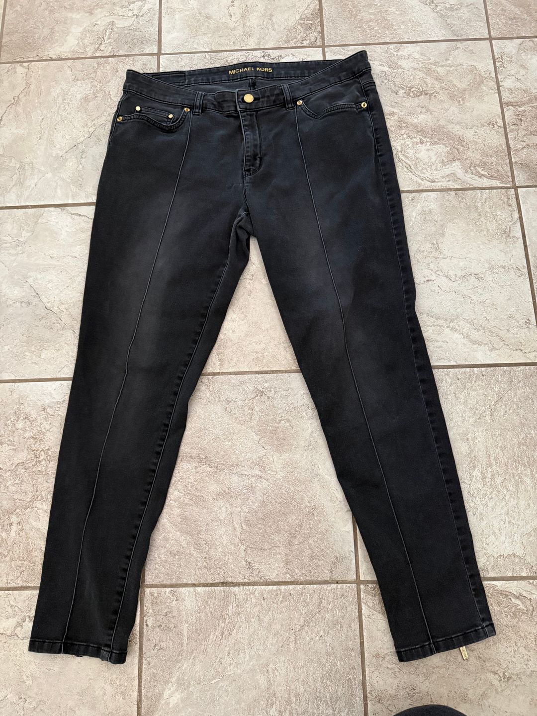 Michael Kors Black Ankle Zip Skinny Jeans size 12