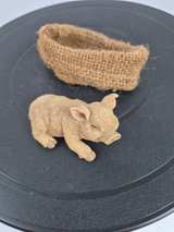 Miniature Sleeping Pig in Burlap Sack Figurine - Image 3