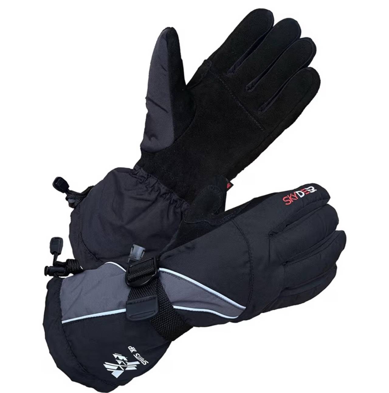 SKYDEER Large 100% Waterproof and Premium Deerskin Suede Leather Ski Gloves