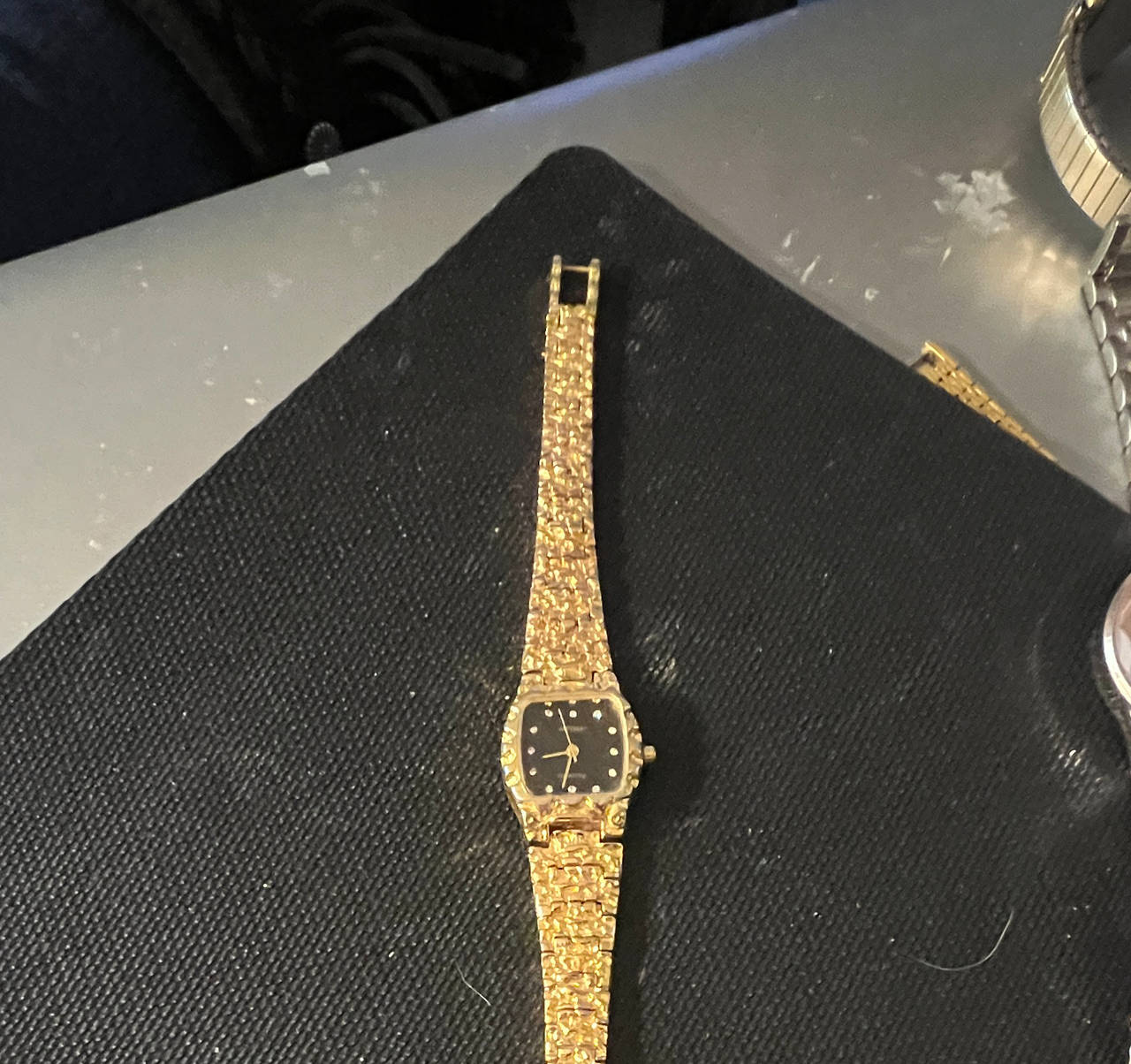 Geneva Gold Tone Nugget Watch