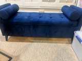 BLUE Velvet Tufted Loveseat Sofa - Image 3