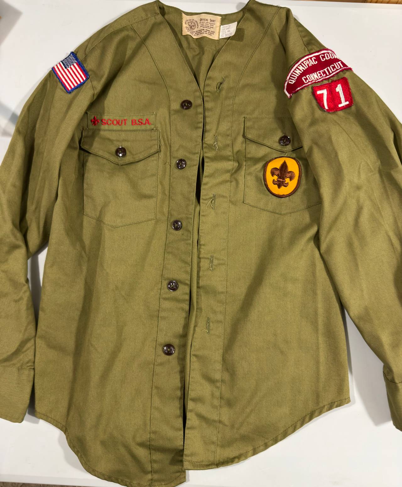 Vintage Boy Scouts Uniform Shirt & Pants Set Quinnipiac Council Connecticut Patc