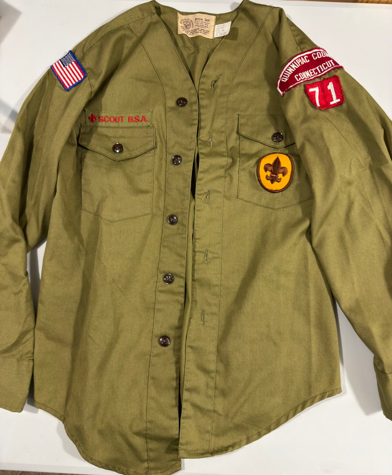 Vintage Boy Scouts Uniform Shirt & Pants Set Quinnipiac Council Connecticut Patc