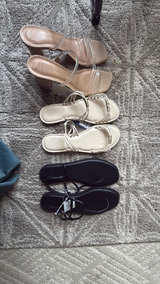 A New Day Women's Clear Strap Heeled Sandals white flats and black flats  - Image 4