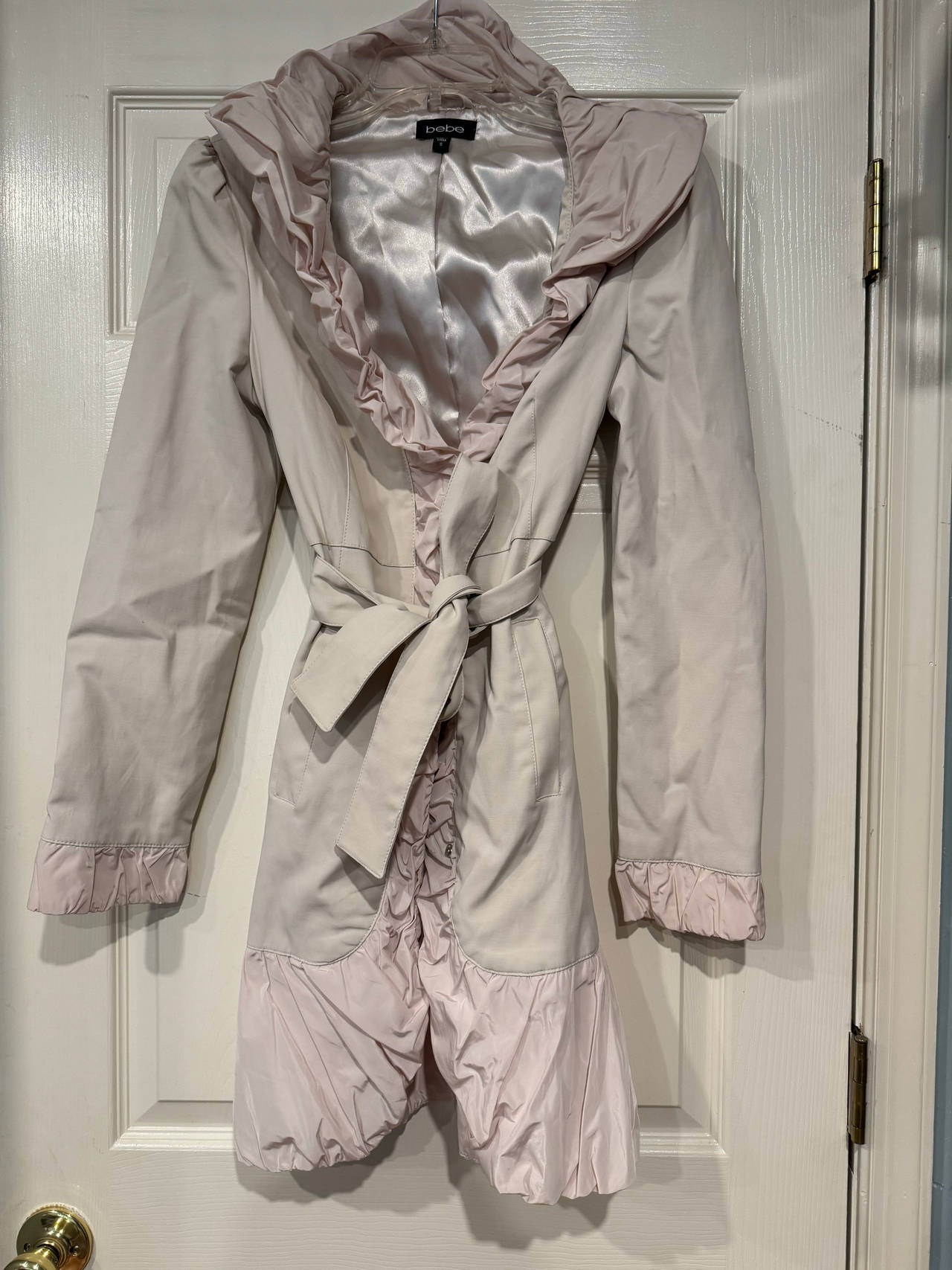 Bebe Ruffle Trench Coat