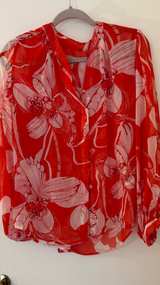 Chico's Orange Floral Print Blouse - Image 3