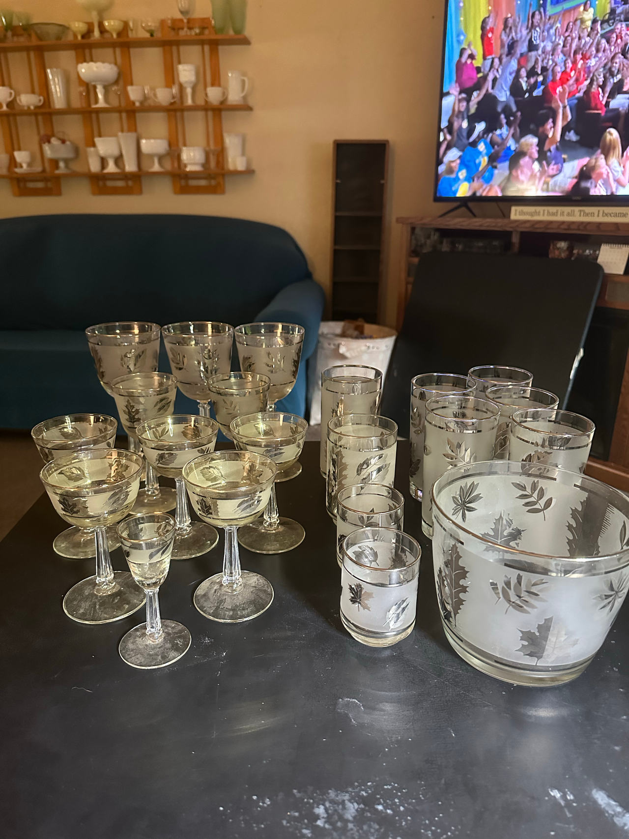 Vintage Libbey Silver Foliage Glassware 20 Piece Set