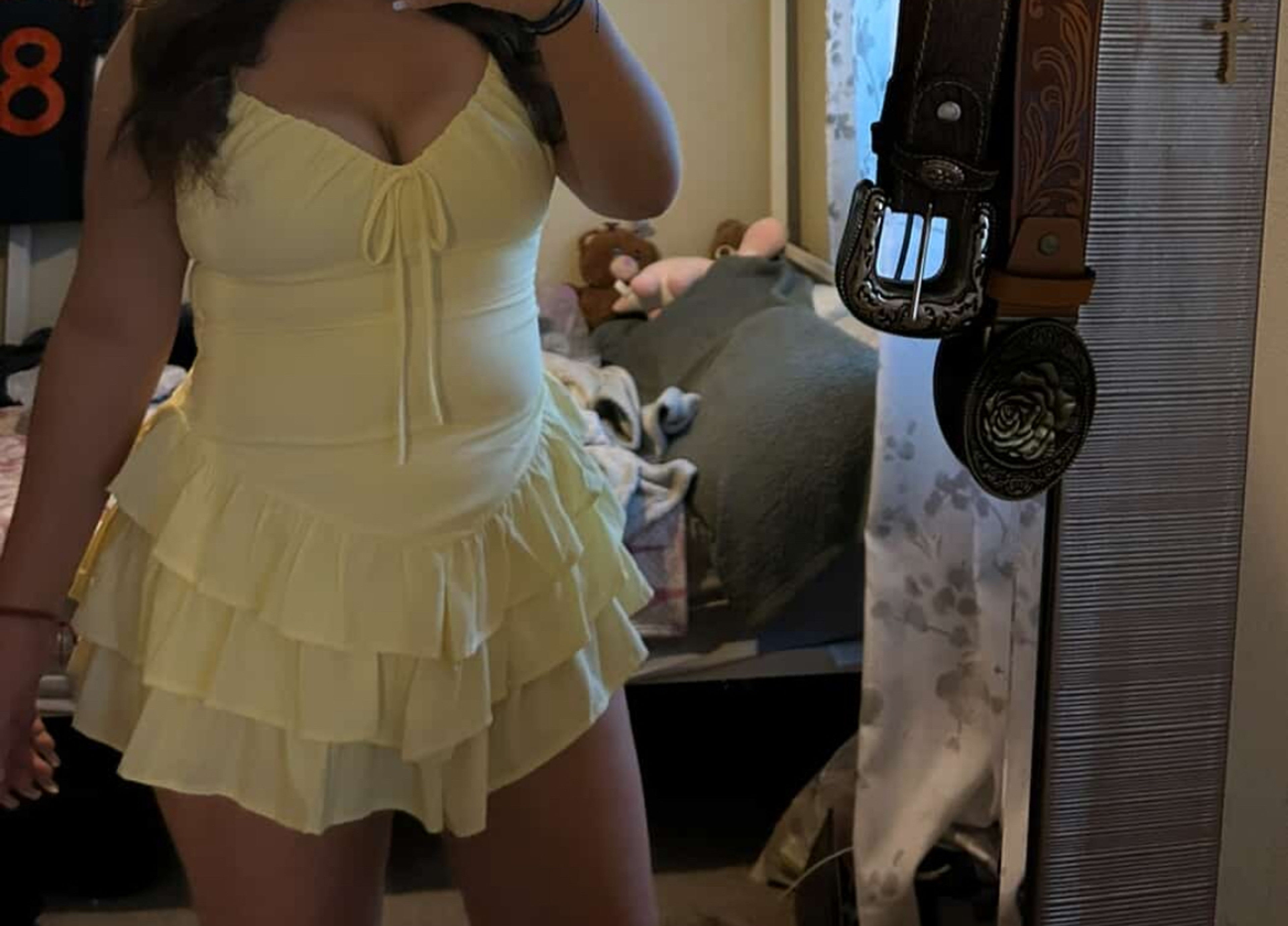 Yellow Ruffle Mini Dress