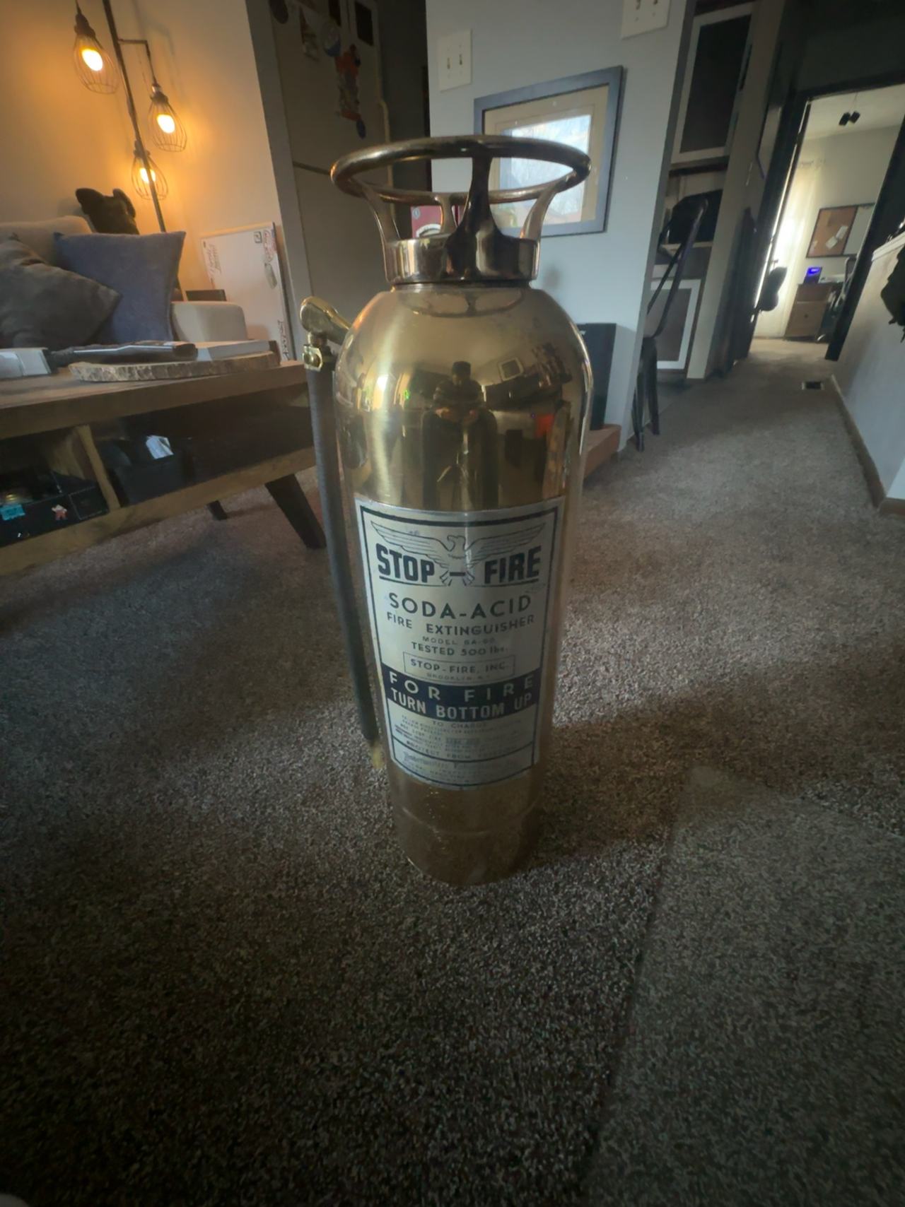 Stop-Fire Inc. Vintage Soda-Acid Brass Fire Extinguisher