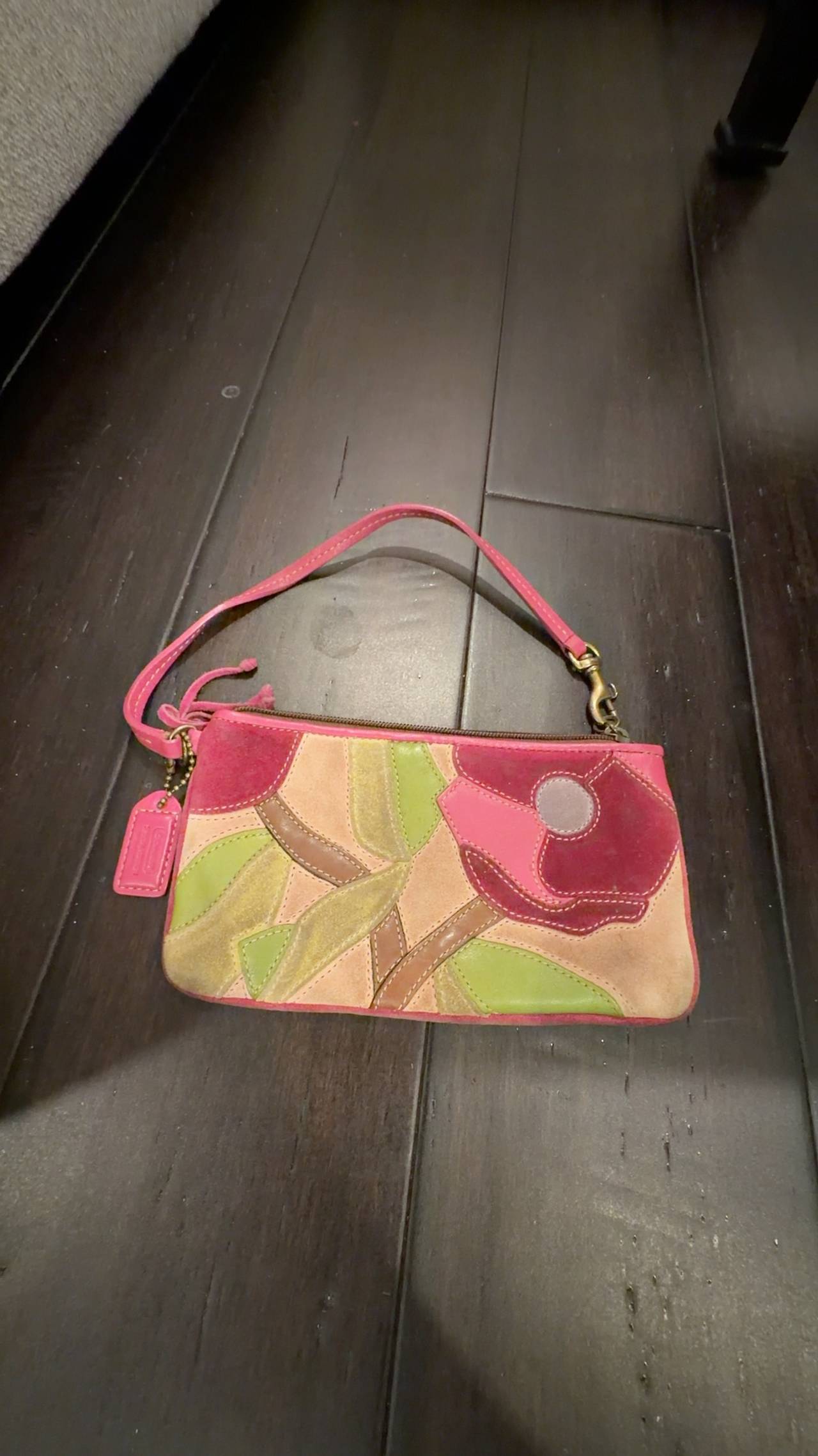 Coach Poppies for Peace Suede Wristlet Pink