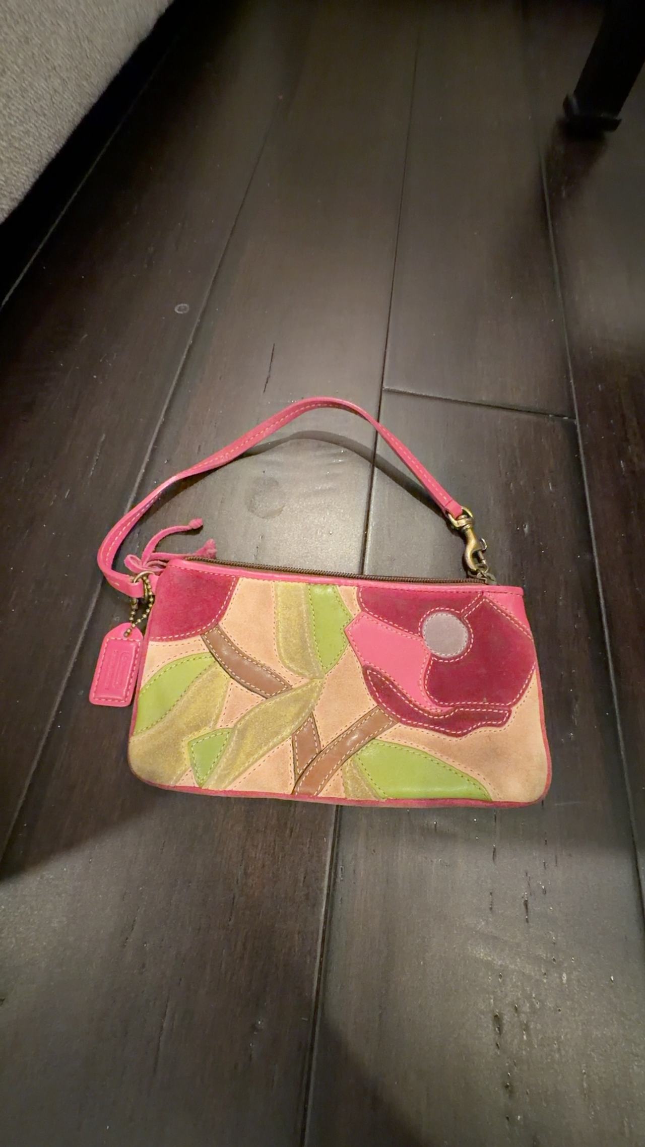 Coach Poppies for Peace Suede Wristlet Pink