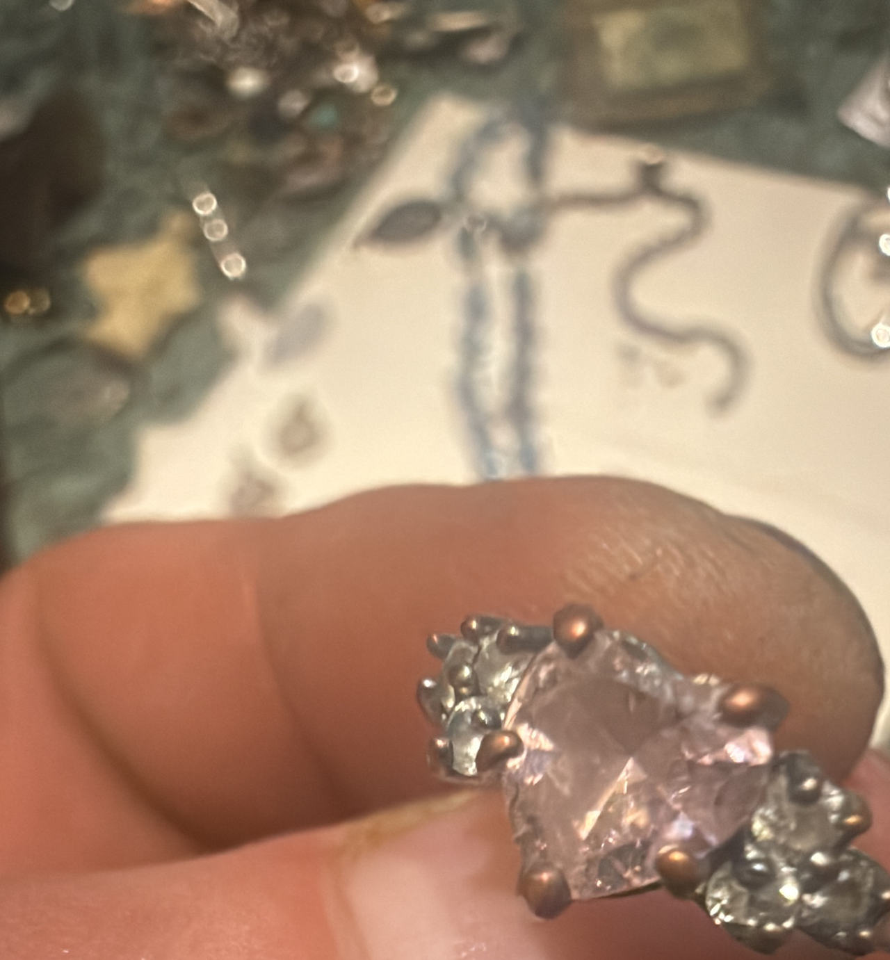 Pink Heart Sterling Silver Ring