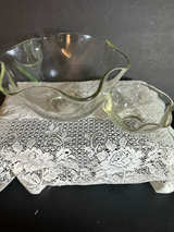Vintage Ruffled Edge Glass Chip & Dip Bowls - Image 1