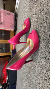 Pink Patent Peep Toe High Heels - Image 2