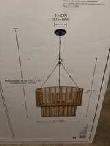 Hampton Bay Hailee 3-Light Matte Black Chandelier with Natural Weave Shade - Image 3