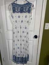 Blue and White Boho Maxi Dress, L - Image 3