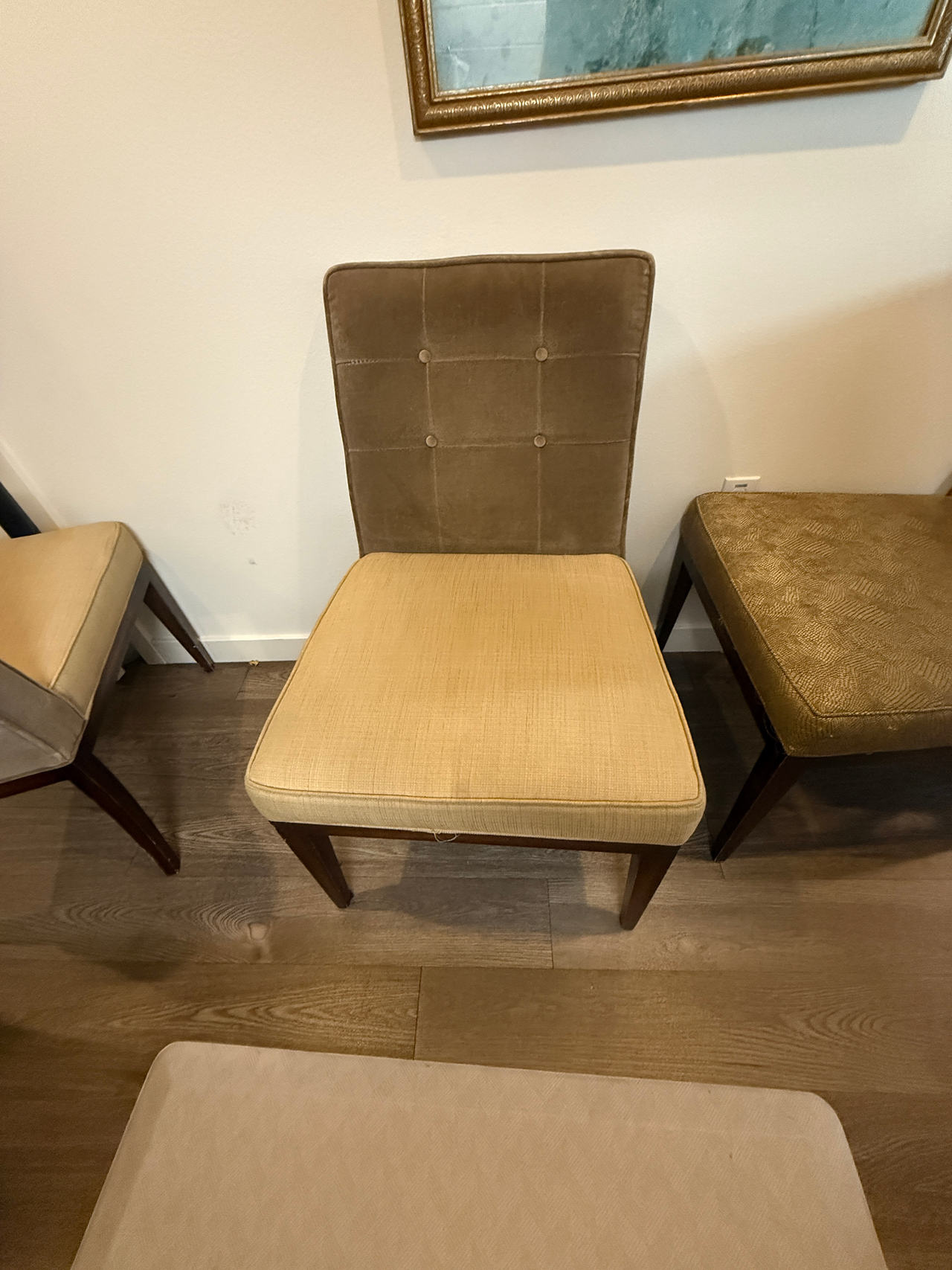 3 Chairs for $200- Mid-Century Modern 3Accent Chair MoHair Back
 1 has Gold seat