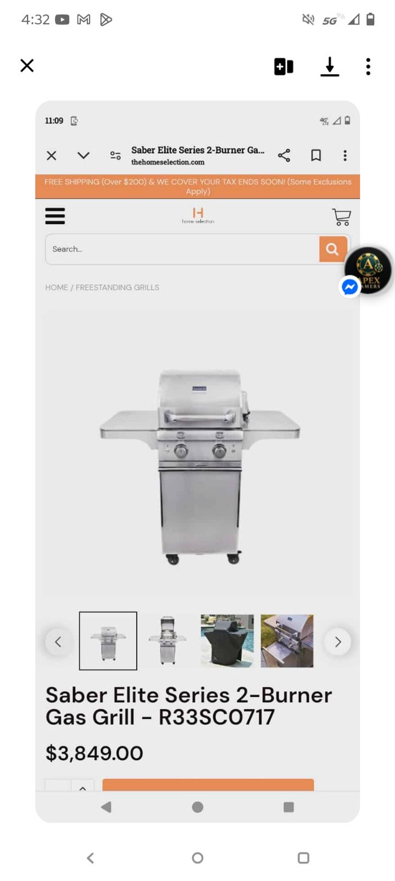 Saber Elite Series 2-Burner Gas Grill - R33SC0717