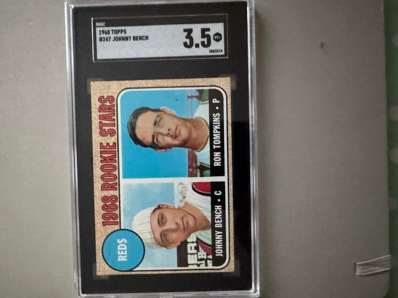 1968 Topps #247 Johnny Bench / Ron Tompkins Rookie Card SGC 3.5