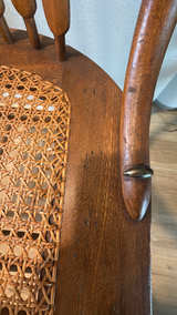 Antique Pressed Back Oak Chair with Cane Seat - Image 5