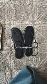 A New Day Women's Clear Strap Heeled Sandals white flats and black flats  - Image 3