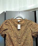 J.Crew Leopard Print Puff-Sleeve Button-Front Top - Image 1