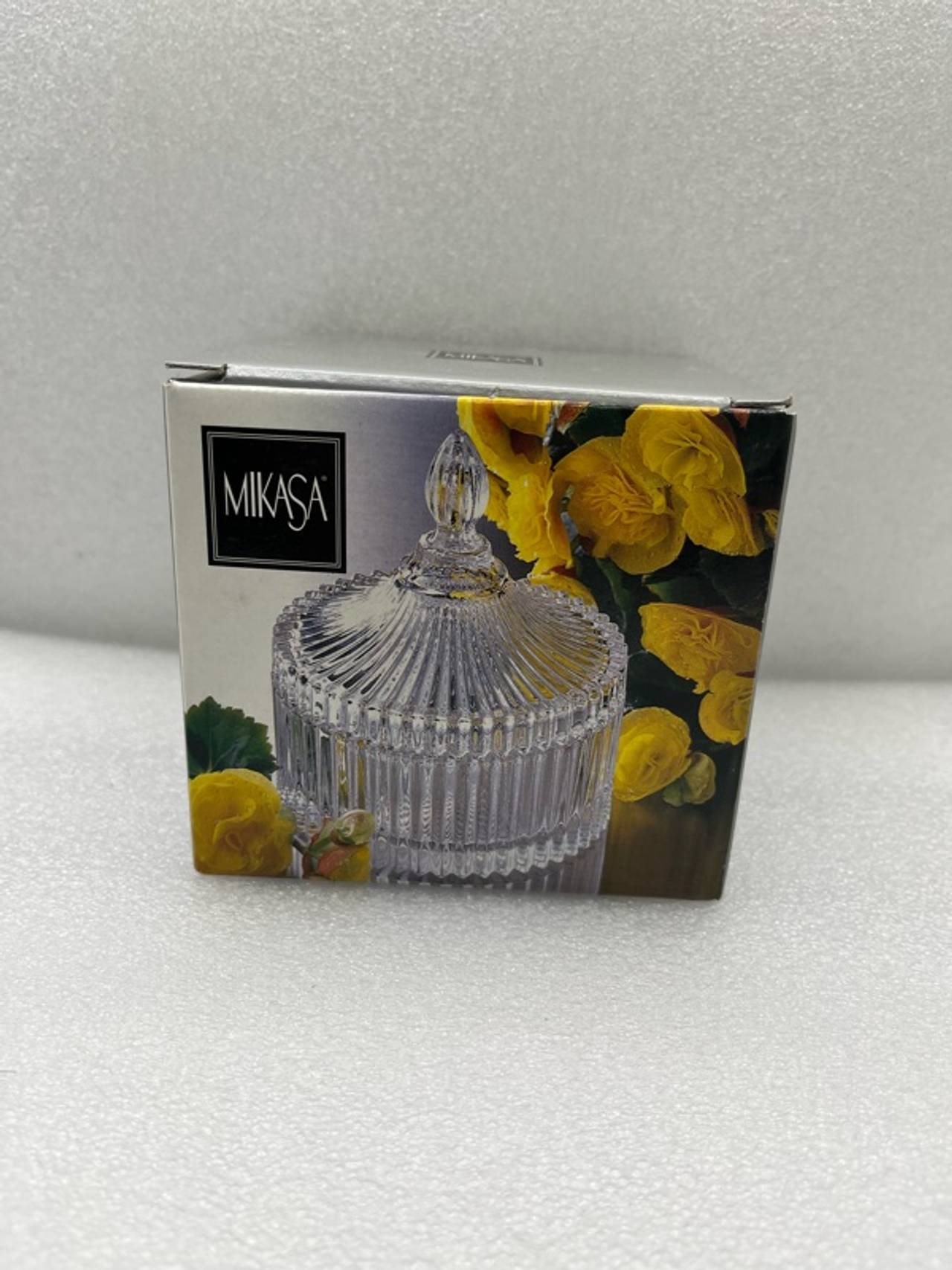 Mikasa Diamond Fire Covered Canister 4.5" Clear Glass