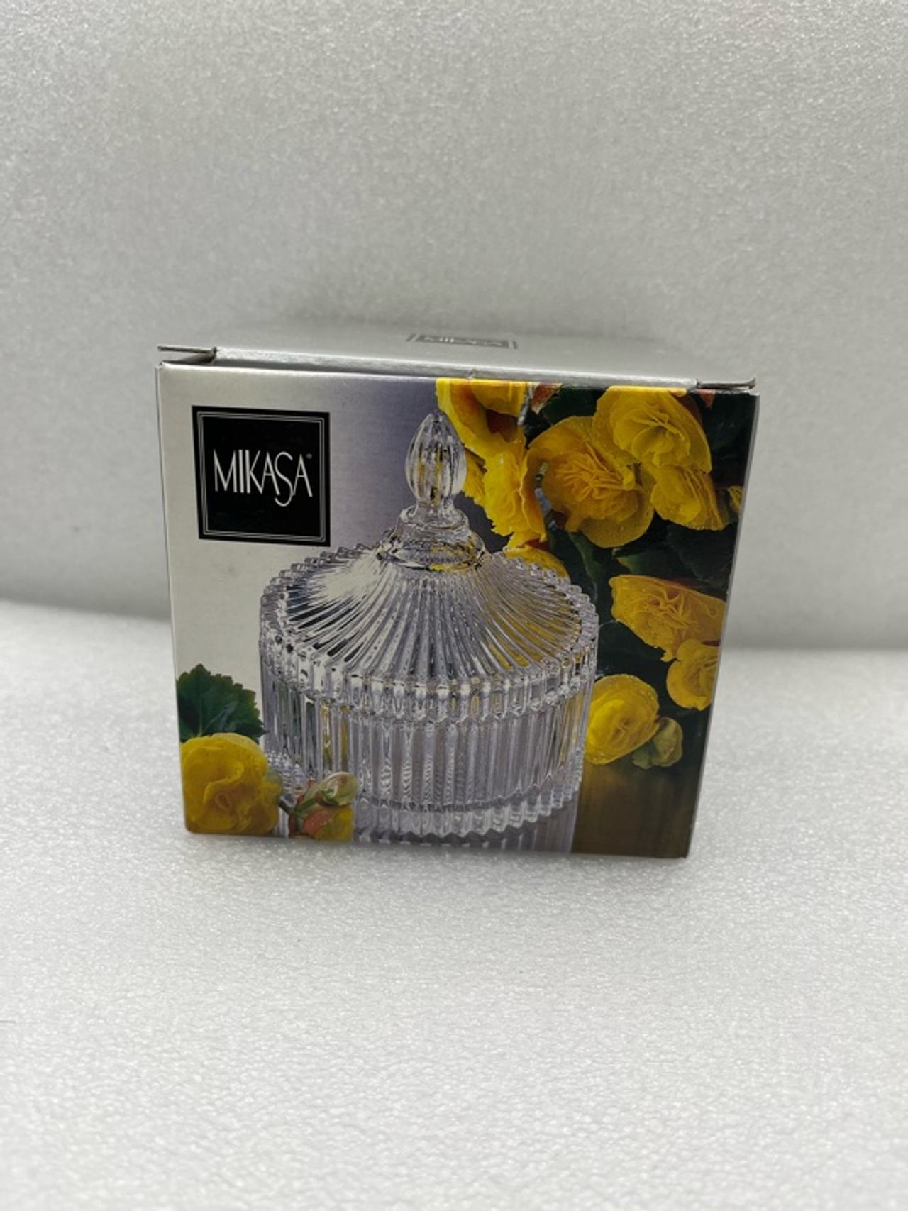 Mikasa Diamond Fire Covered Canister 4.5" Clear Glass