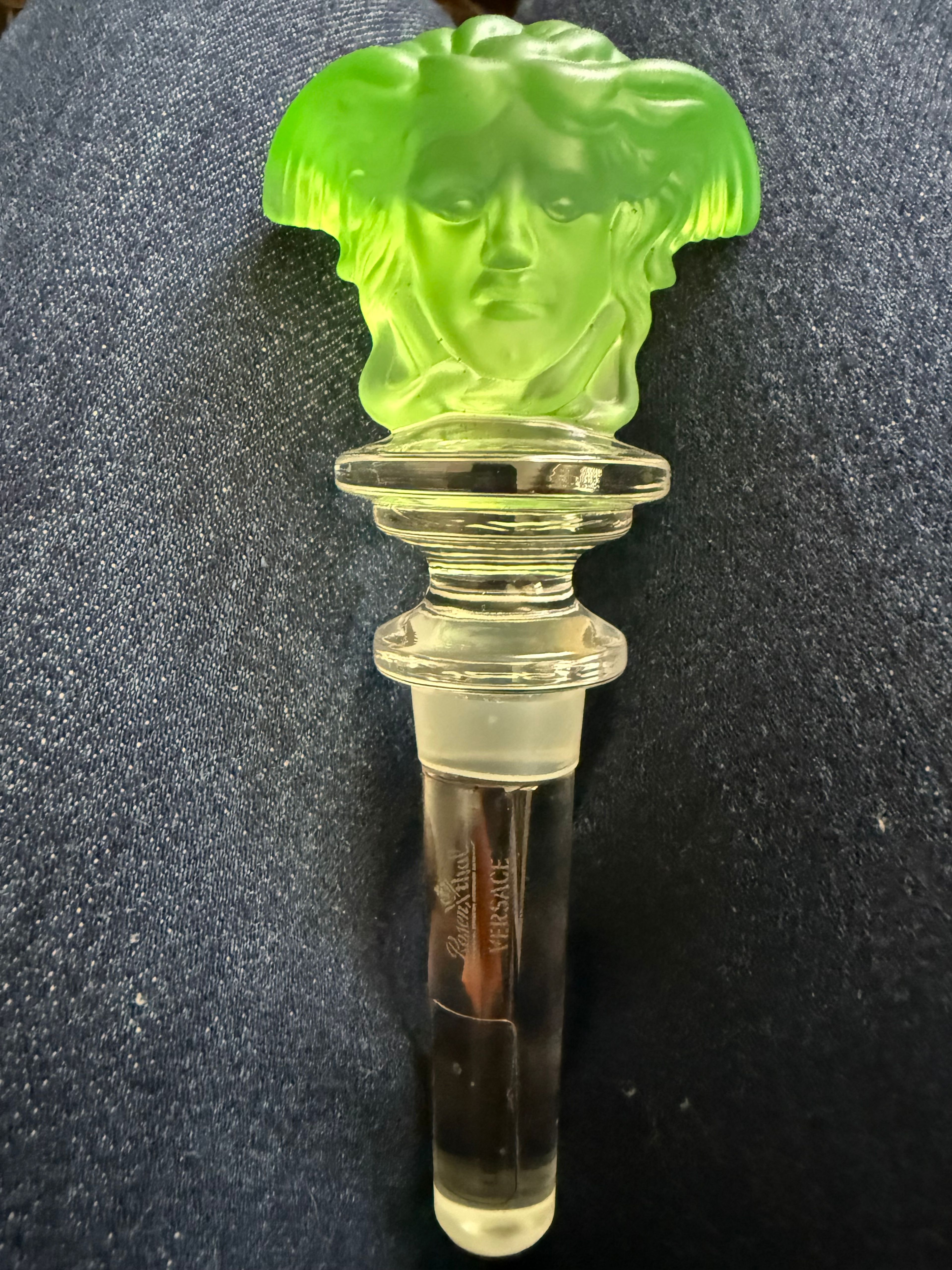 Versace Rosenthal Medusa Green Crystal Wine Bottle Stopper New  - Image 3