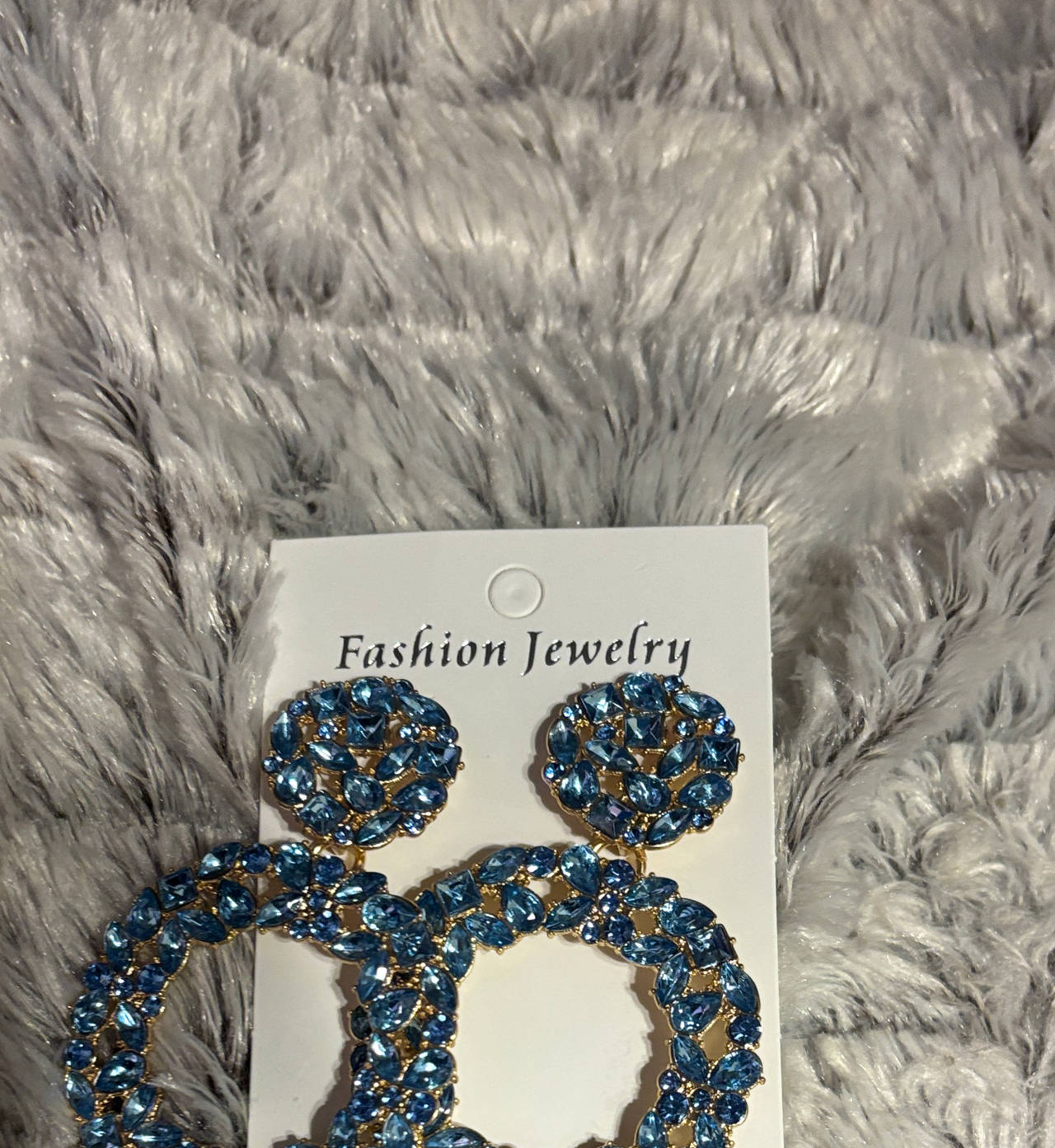 Blue Crystal Rhinestone Drop Earrings