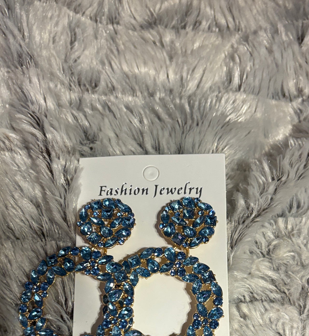 Blue Crystal Rhinestone Drop Earrings