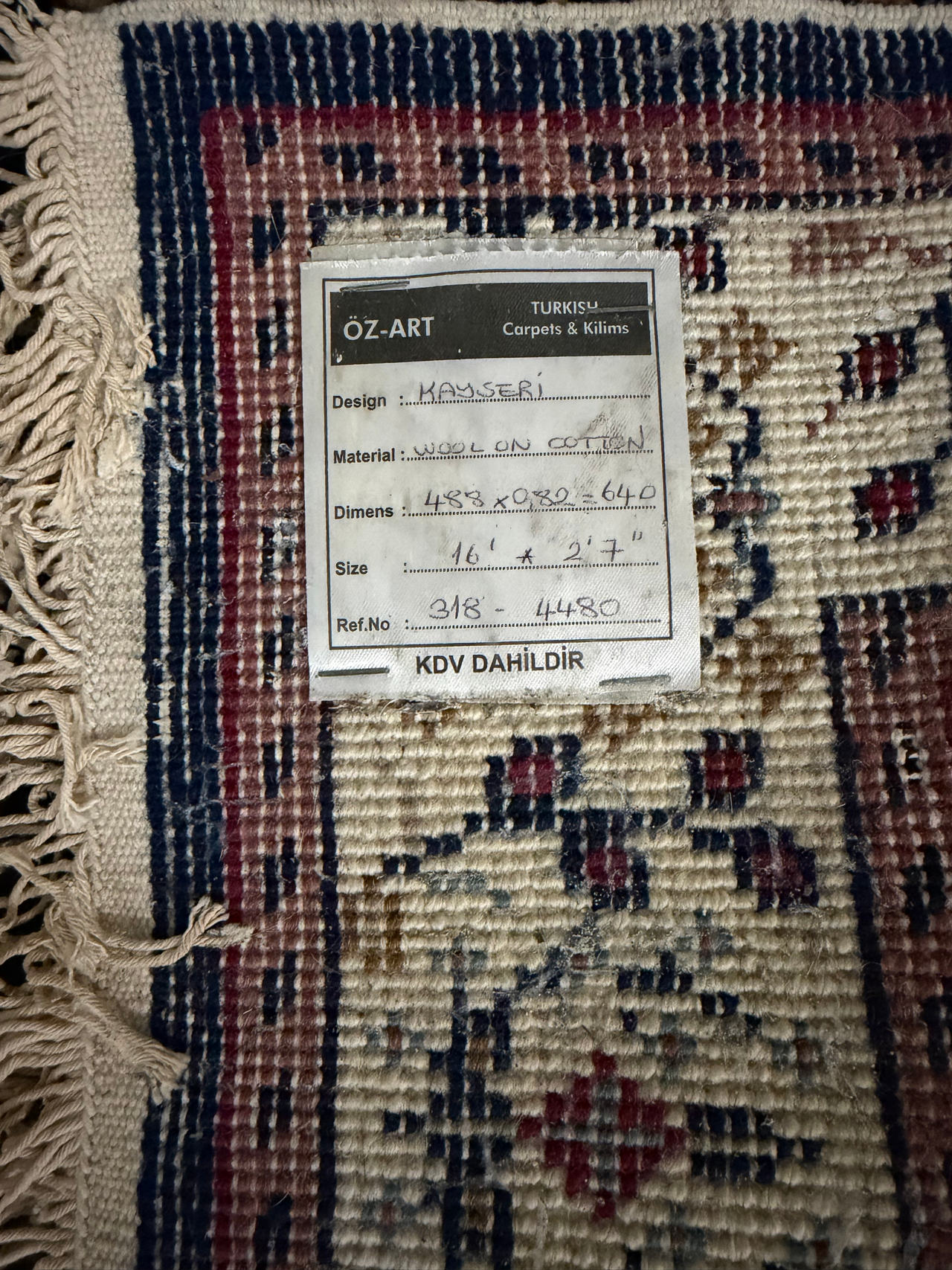 Authentic Turkish Kayseri Runner Rug 16’ x 2’7” – Handmade Wool on Cotton Orient