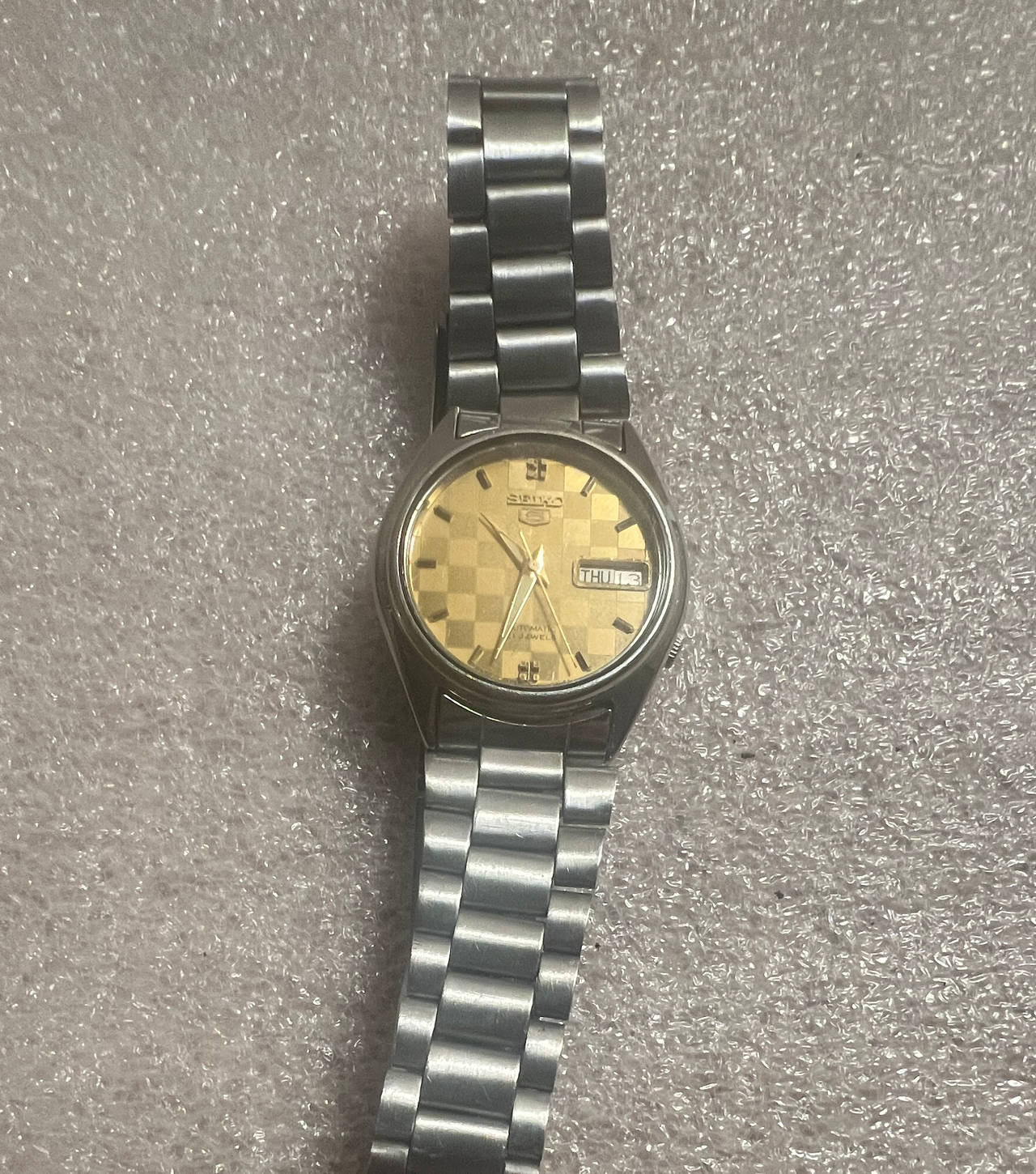 Seiko 5 Automatic Gold Checkerboard Dial Watch