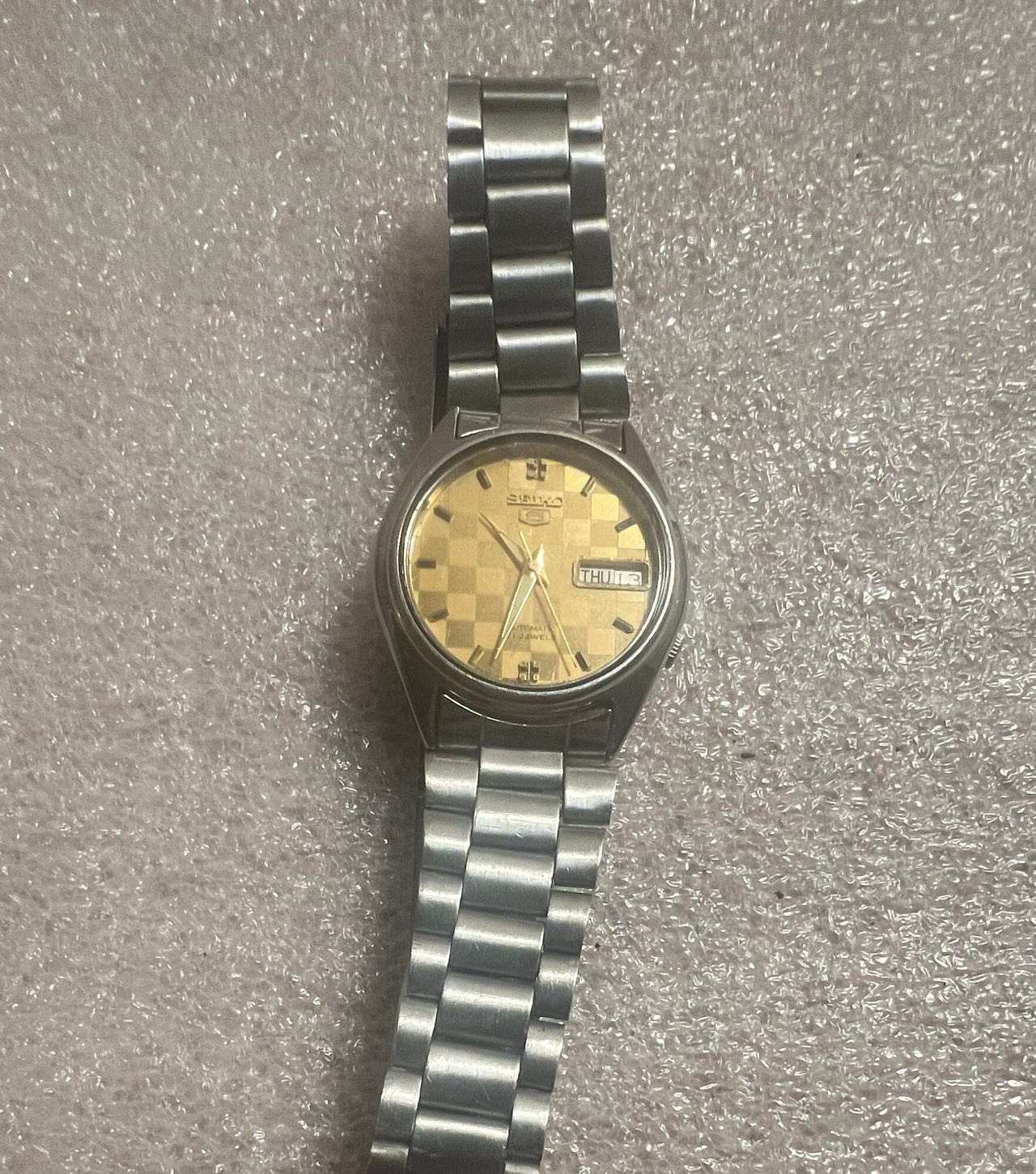 Seiko 5 Automatic Gold Checkerboard Dial Watch
