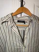 Ralph Lauren Blue White Striped Large Oxford Long Sleeve Shirt - Image 5