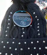 Royal Deluxe Sherpa Lined Knit Hat with Rhinestones - Image 1