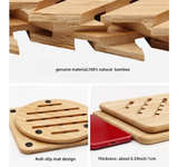 Hot Pads Trivet,Table Solid Bamboo Wood Trivets for Hot Dishes and Pot with Non- - Image 2