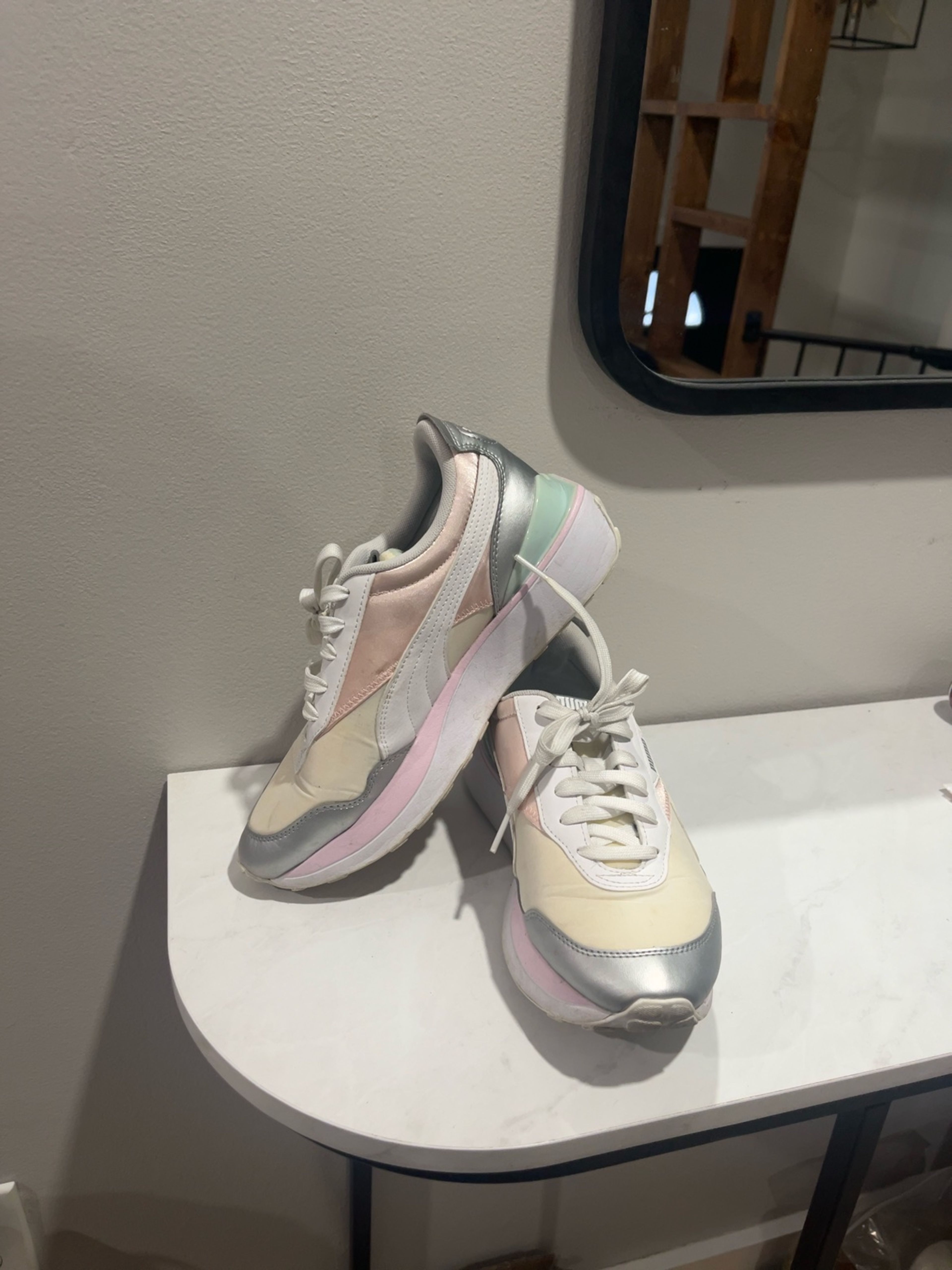 Used Puma Cruise Rider Chrome Women's Sneakers no box roast beige teal white 8.5