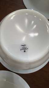 3- Vintage Pyrex Milkglass 9” Blue Gold Band Fruit/Dessert Bowls - Image 5