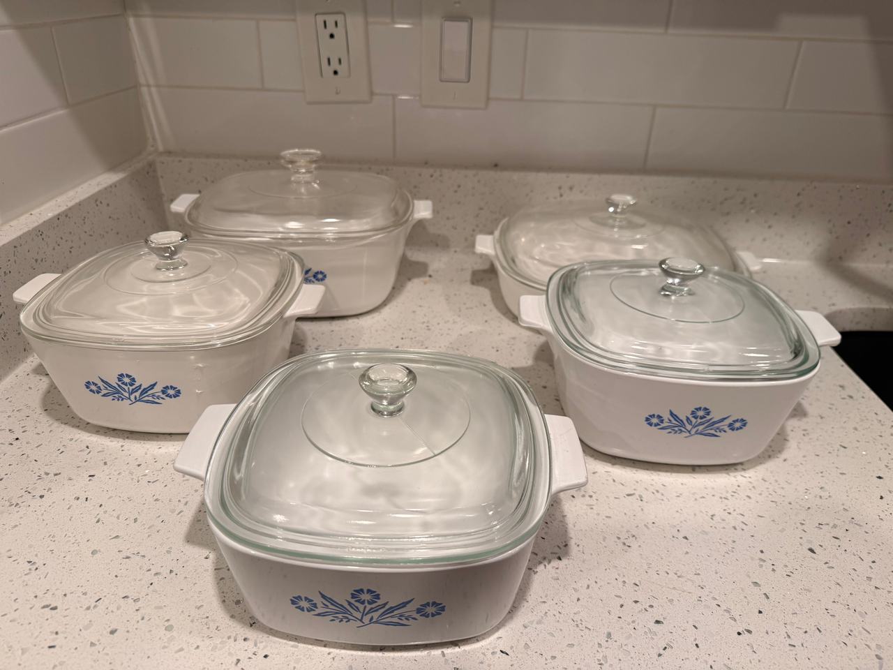 CorningWare Cornflower Blue Casserole Dishes with Lids