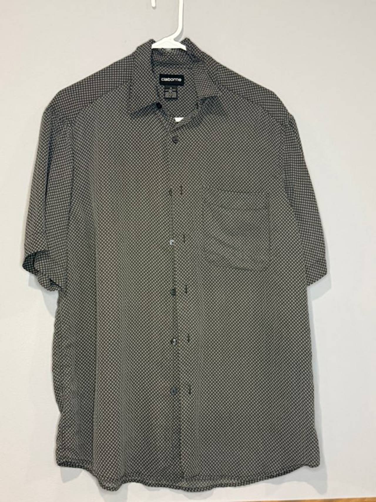 Claiborne 100% Silk Short Sleeve Button Down Shirt