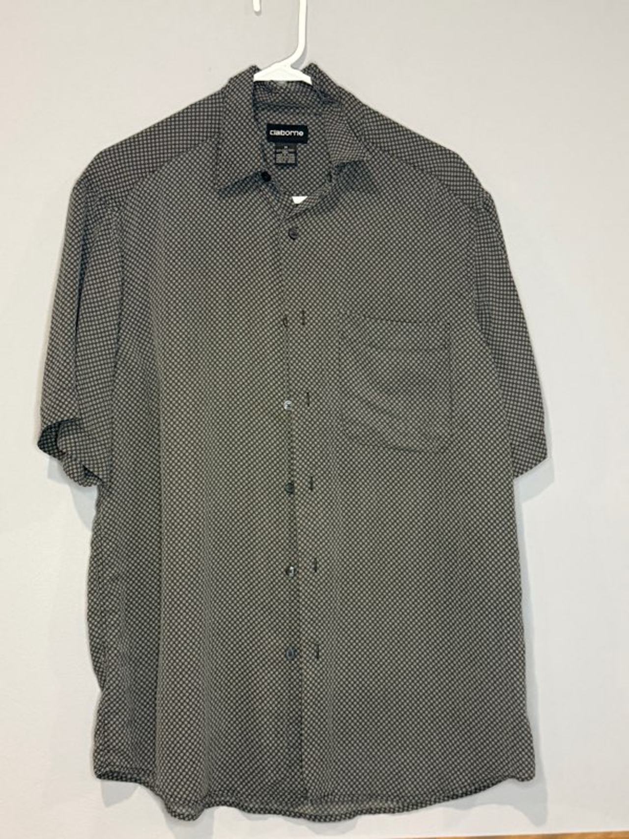 Claiborne 100% Silk Short Sleeve Button Down Shirt