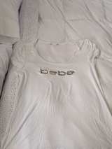 bebe Rhinestone Logo Scoop Neck T-Shirt - Image 2