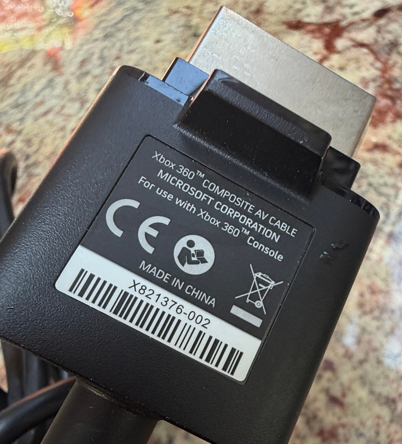 Genuine Microsoft Xbox 360 Composite AV Cable Wire for TV Console