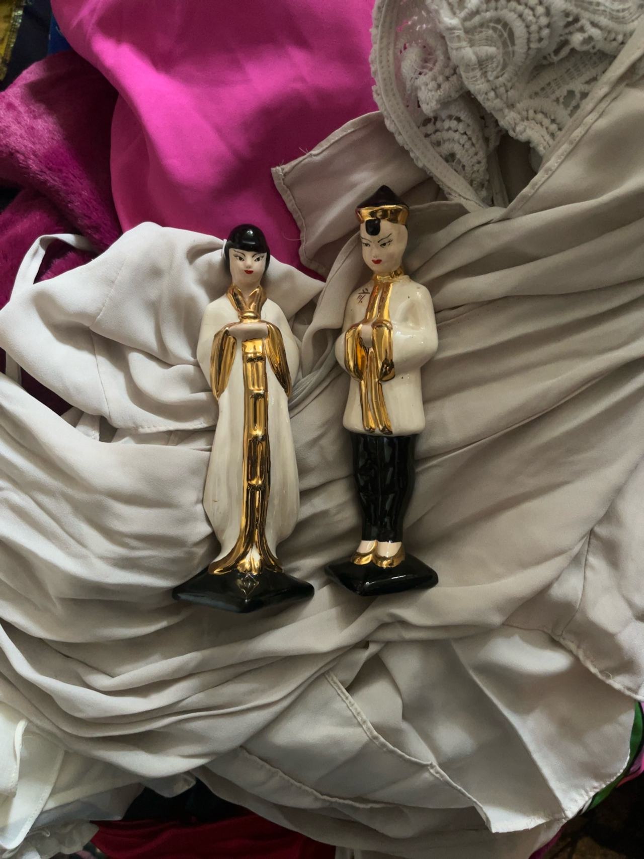 Florence Ceramics Vintage Asian Couple Figurines