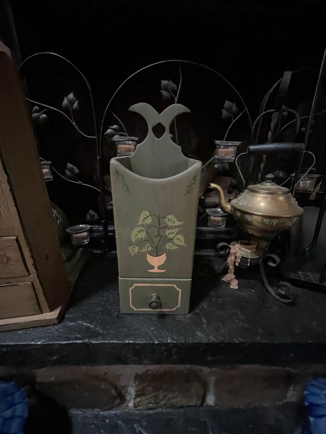 Antique Wooden Wall Match Holder