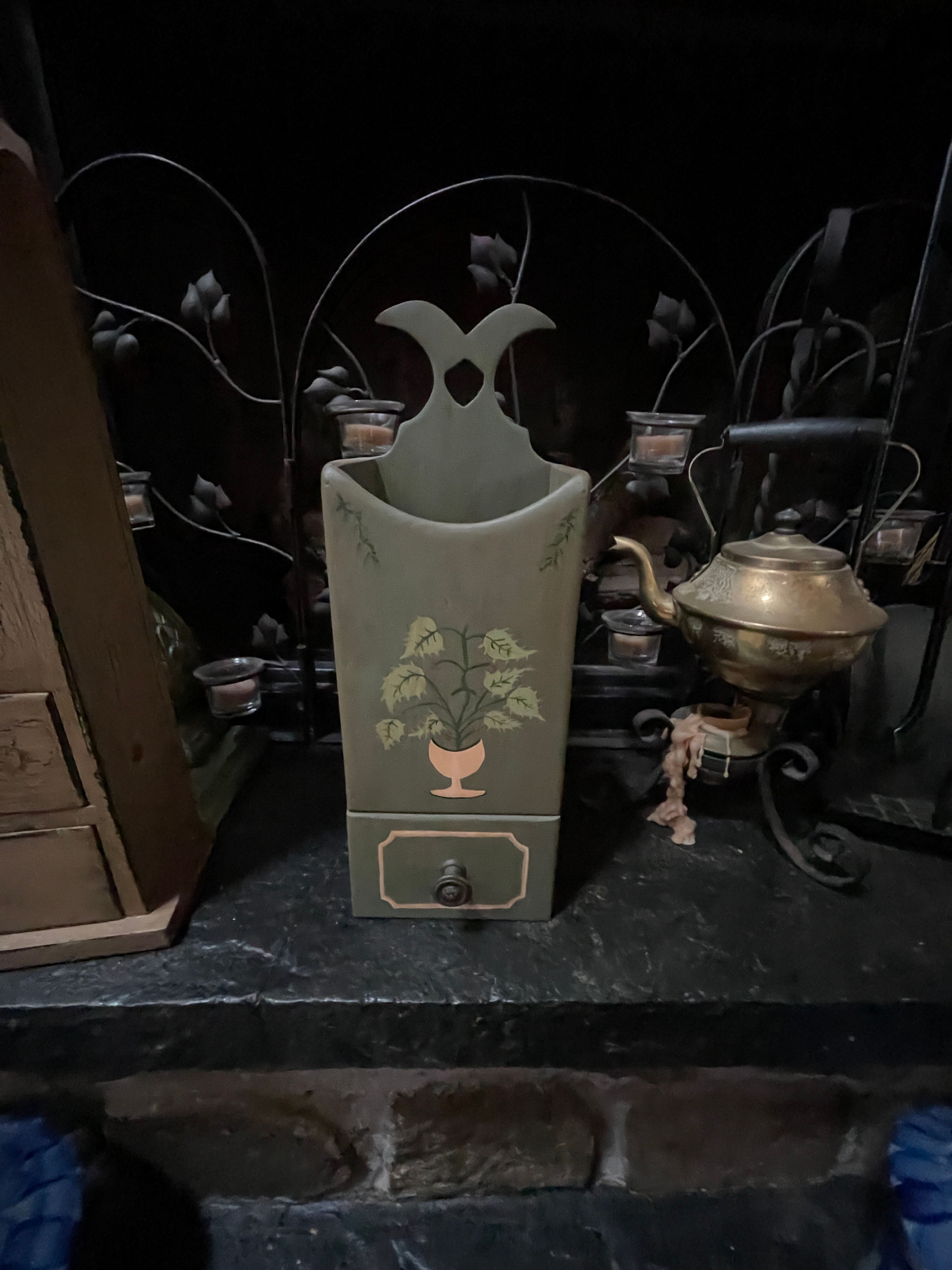 Antique Wooden Wall Match Holder