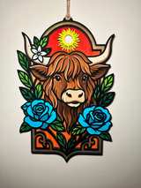 Handmade Highland Cow Wooden Wall Art - Image 3