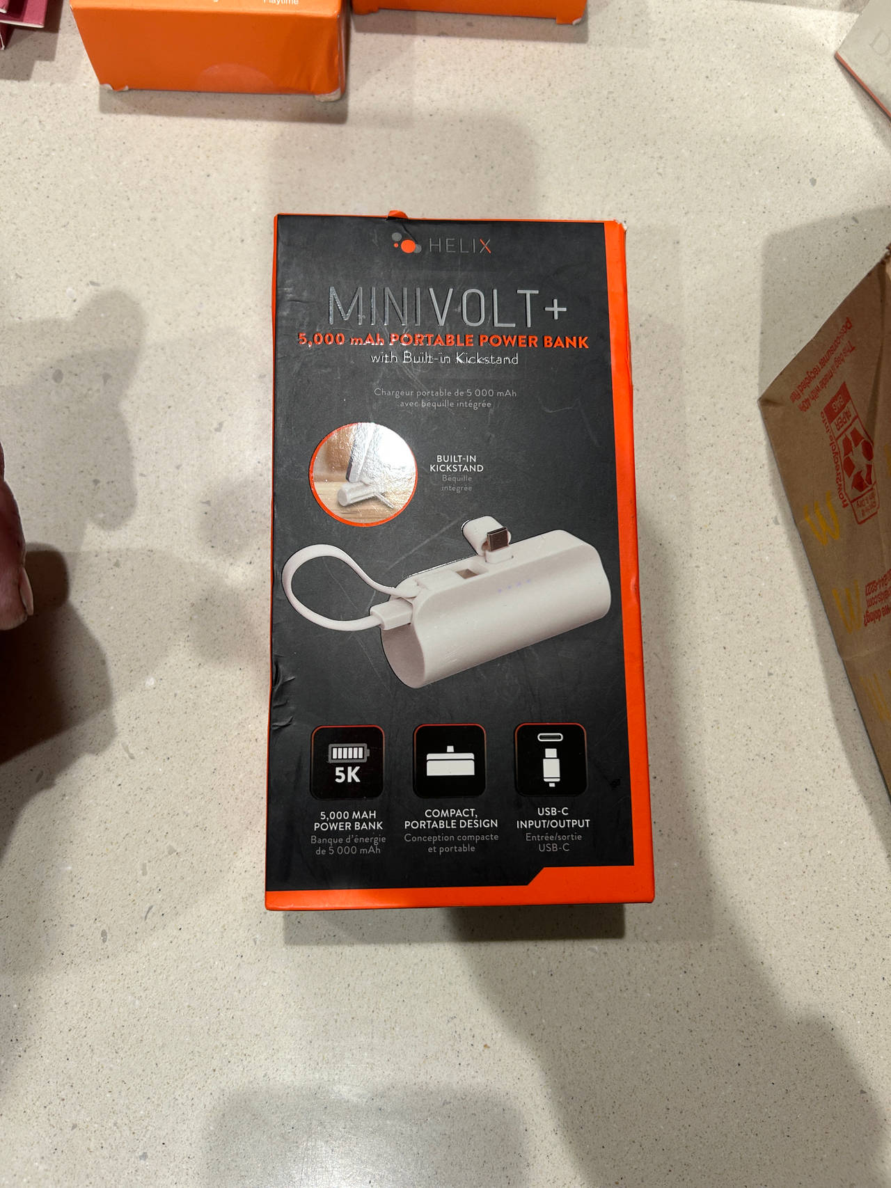 Helix MiniVolt+ 5,000 mAh Portable Power Bank with Built-in Kickstand