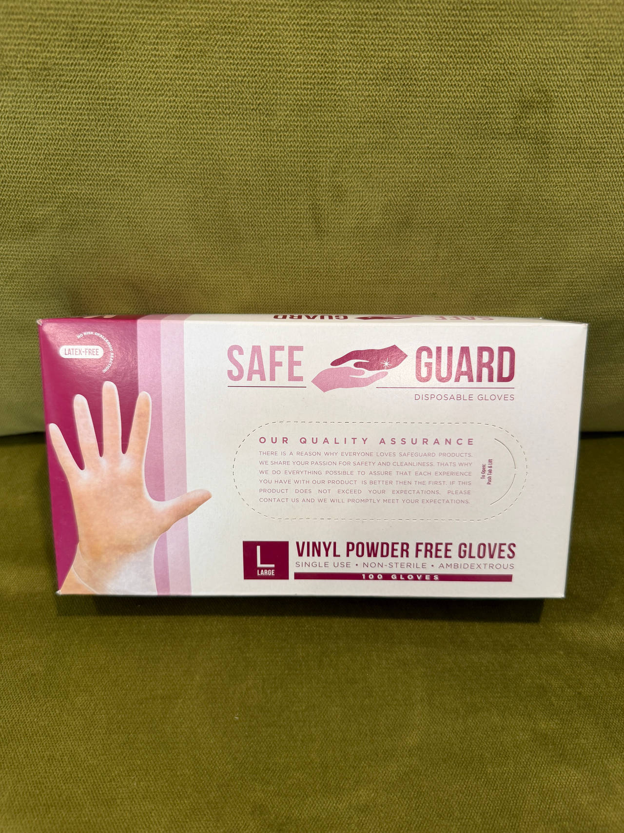 Safe Guard Vinyl Powder Free Gloves, Large, 100 Count